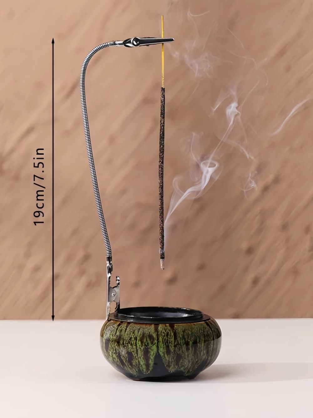 Incense Burner with Calabash Incense Stick Holder - Porcelain Charcoal Censer for Use with Resin Granular Powder Cone or Coil In
