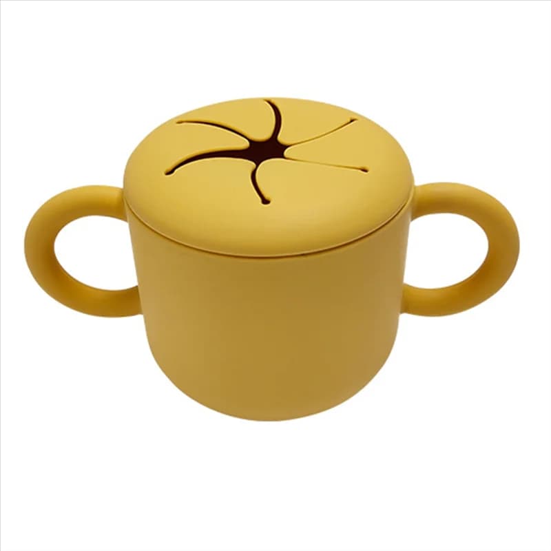 ABWR-Free Tazza in silicone per bambini Tazza per snack in silicone Scatola per la conservazione degli alimenti Tazza per bambini in tinta unita Contenitore per snack per bambini portatile con coperchio