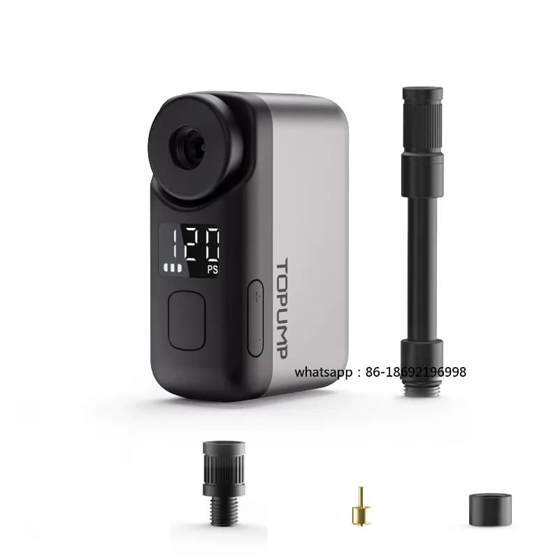 TOPUMP TB2 PRO Mini Pompa Elettrica Portatile per Bici, Gonfiatore Pneumatici Senza Fili 120PSI Max, Batteria 450mAh con Display, Ricarica Rapida