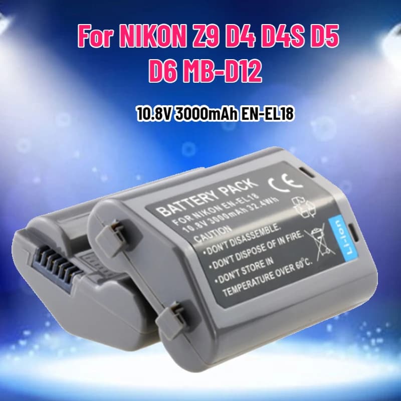 Battery 10.8V 3000mAh EN-EL18A EN-EL18B for NIKON Z9 D4 D4 D5 D6 MB-D12 D500 D800 D850 MB18 MB17