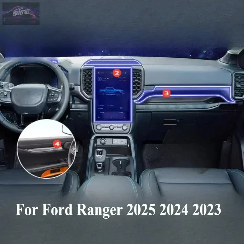 Per Ford Ranger 2025 2024 2023 Accessori Auto Pellicola Interni Trasparente TPU Pannello Ingranaggi Console Centrale di Navigazione Protezione PPF