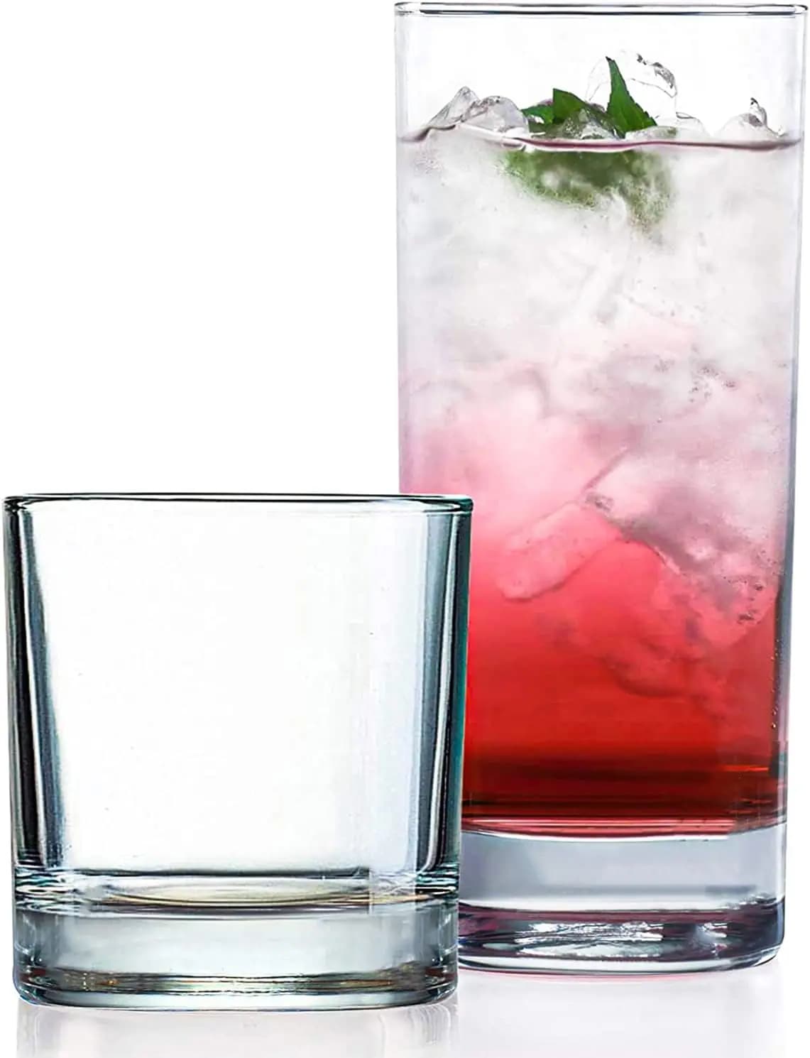 8-Piece Hurricane Glass Set: 4 Tall 16oz + 4 Short 12oz for Cocktails, Beer, Wine, Whiskey & More