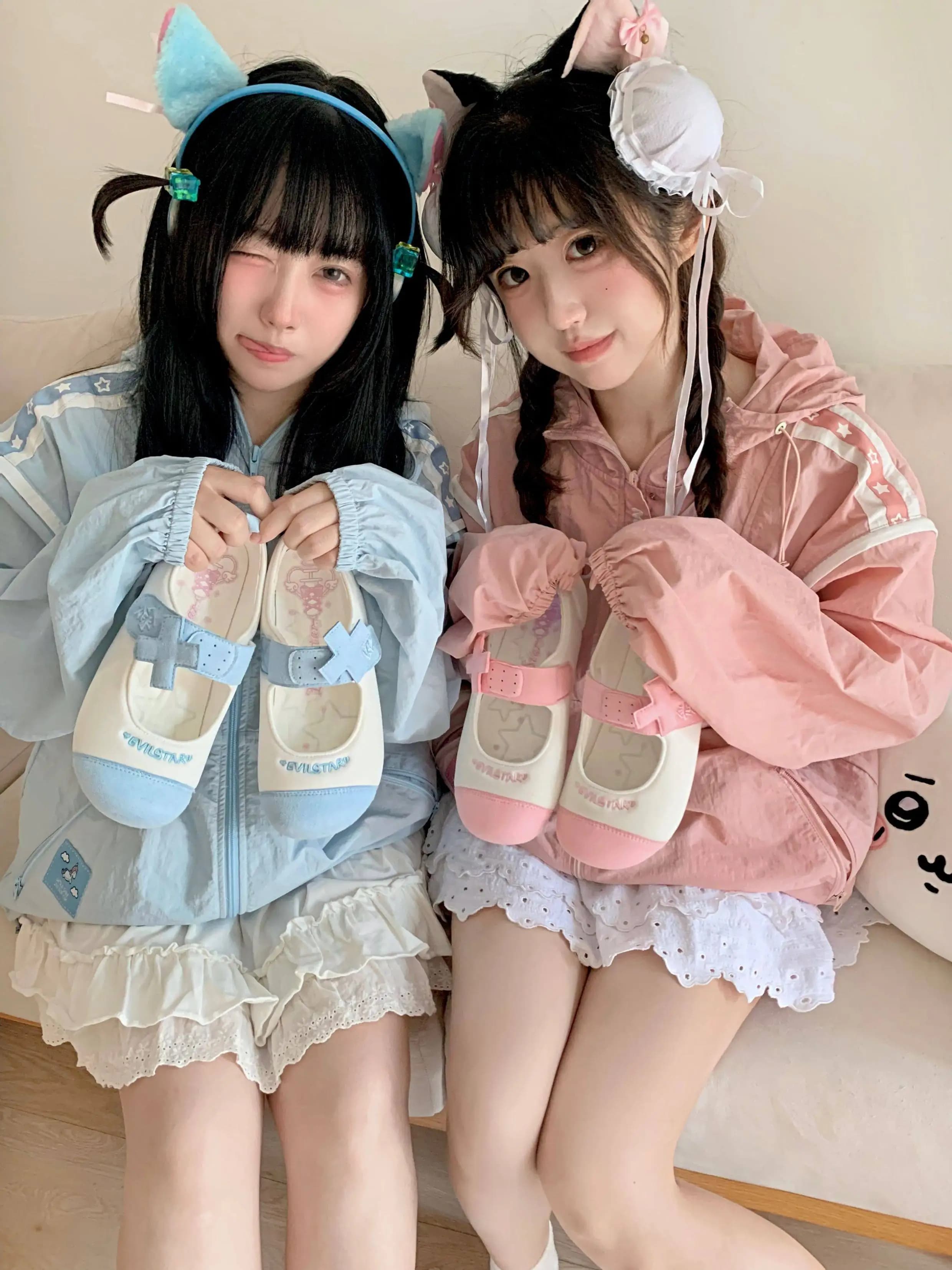 Scarpe Mary Jane Originali Giapponesi Comode, Dolci e Kawaii con Chiusura a Velcro, Scarpe Casual Piatte per Primavera e Autunno, Calzature Morbide per Uso Quotidiano da Donna