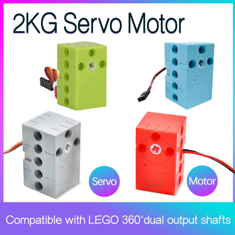 Servomotore Programmabile da 2KG a 360 Gradi Compatibile con Progetti LEGO, Adatto per Parti DIY con Doppio Albero di Uscita