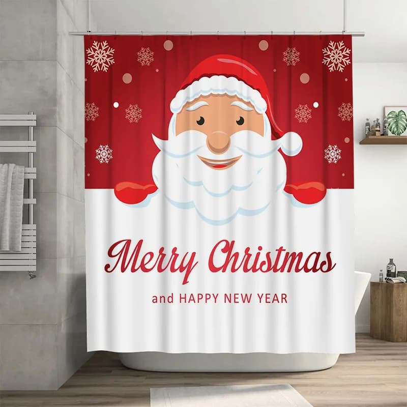 TU Tenda da doccia natalizia Buon Natale Decorazioni natalizie Set da bagno festivo Sfondo in tessuto impermeabile