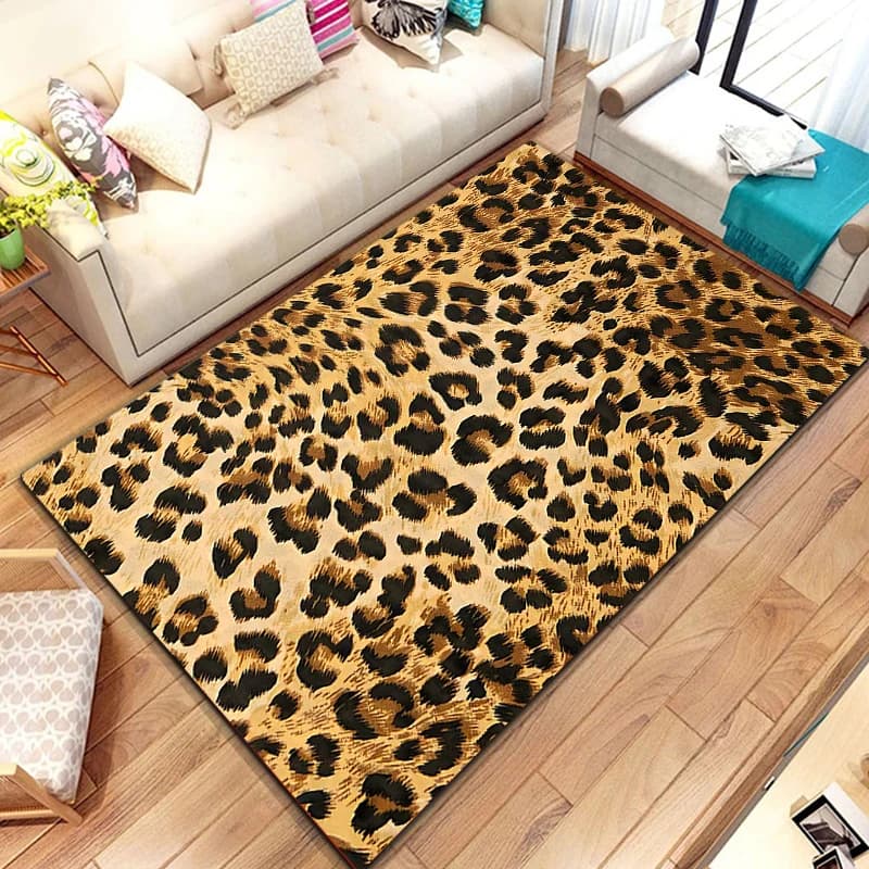 Tappeto di pelliccia con trama stampata con stampa leopardata per soggiorno Panther Wild Tiger Lion Area tappeto grande tappetino da bagno antiscivolo tappetino per la casa