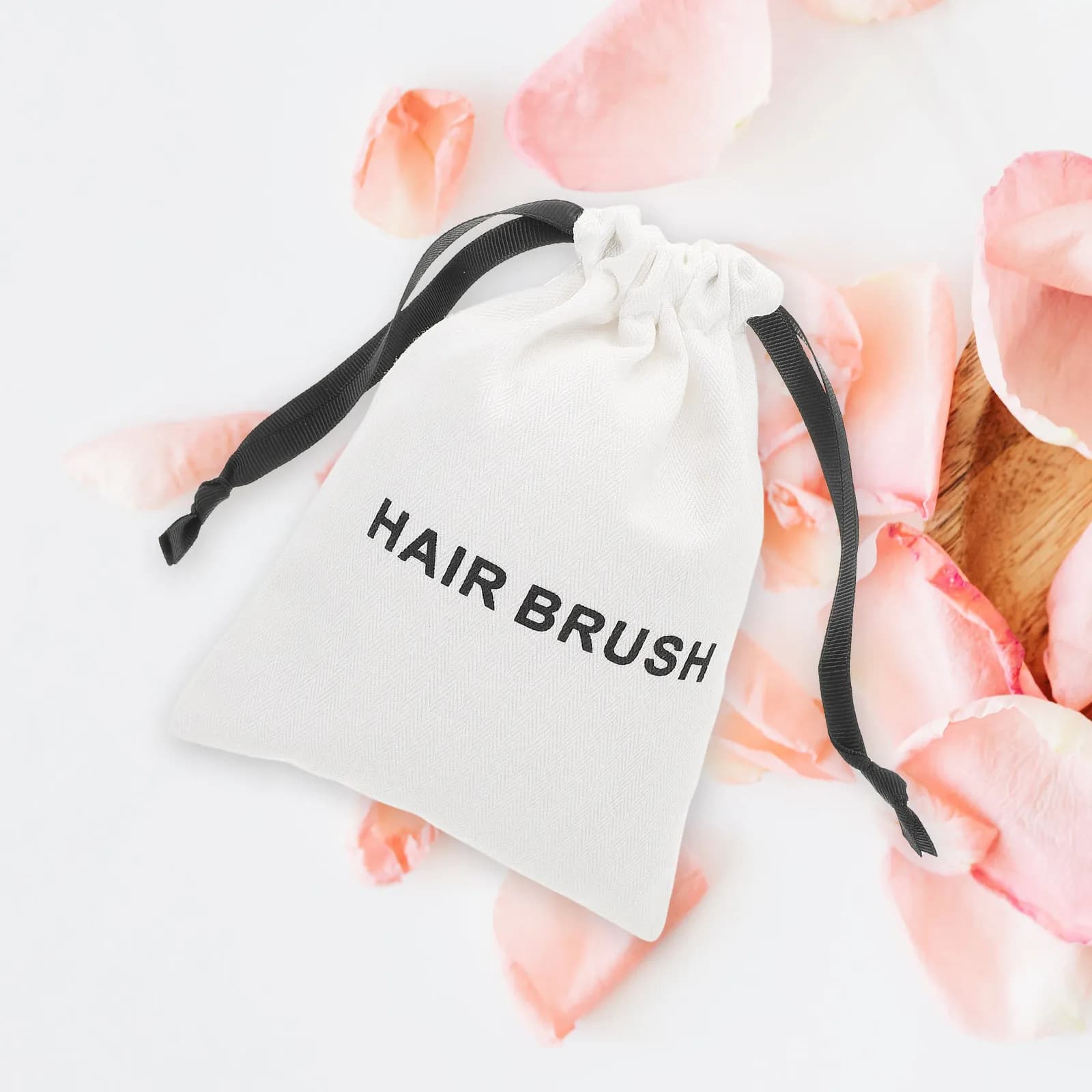 White Massage Comb Drawstring Storage Pouch Canvas Dustproof Hair Styling Tool Organizer Portable Travel Organizer Bag
