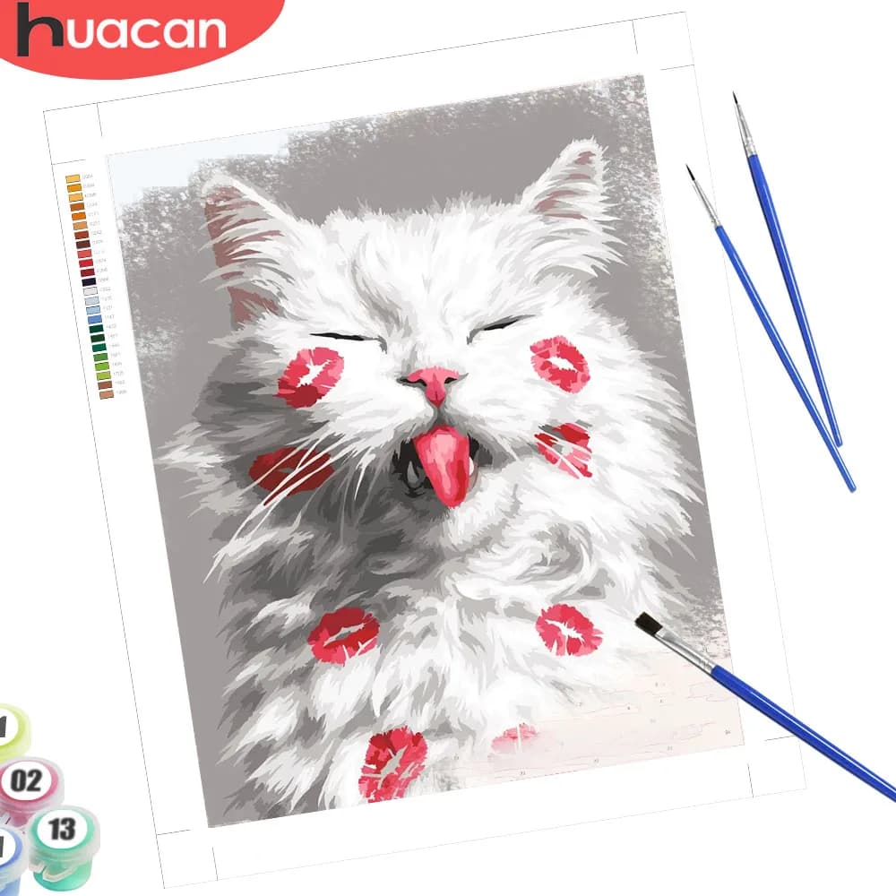 HUACAN Paint By Number Kits Cat Animal Picture Personalized Gifts Craft Kit Wall Arts Handmade Diy Oil Painting For Adult