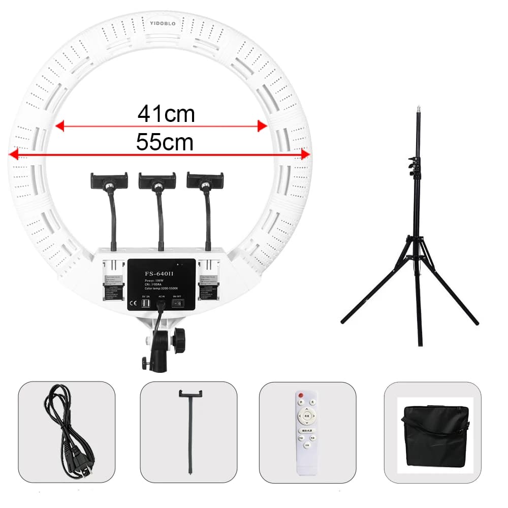 Lampada professionale a LED con anello luminoso da 22 pollici Yidoblo FS-640SII 100W con treppiede per trucco, video, studio fotografico, illuminazione live