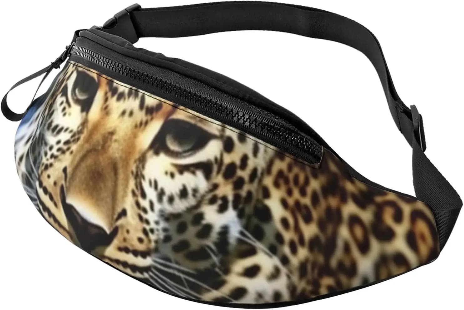 Men's Leopard Waist Waist Bag Fashionable Running Waist Bags Waterproof Shoulder Bag everywhere with Adjustable Shoulder Strap