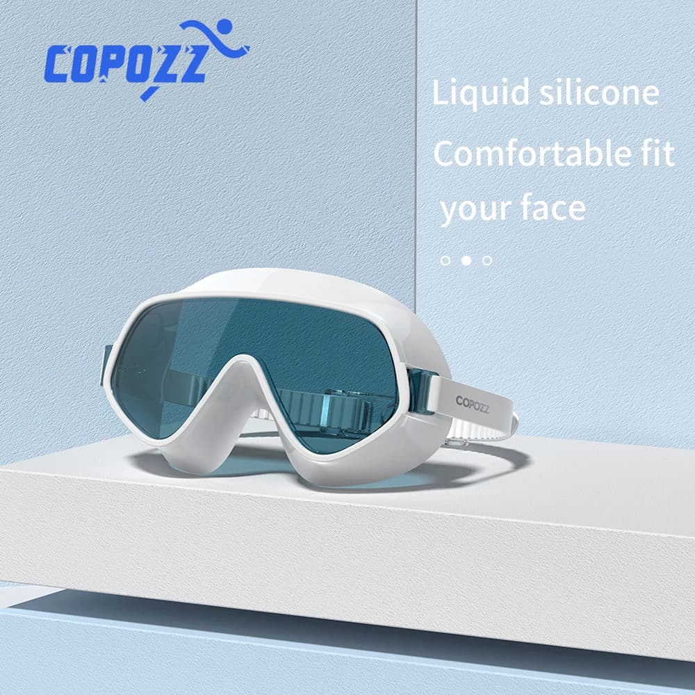 COPOZZ Professional swimming glasses in silica for adults Swimming UV Anti-fog Adjustable Transparent Large Women's Swimwear for Diving Pool