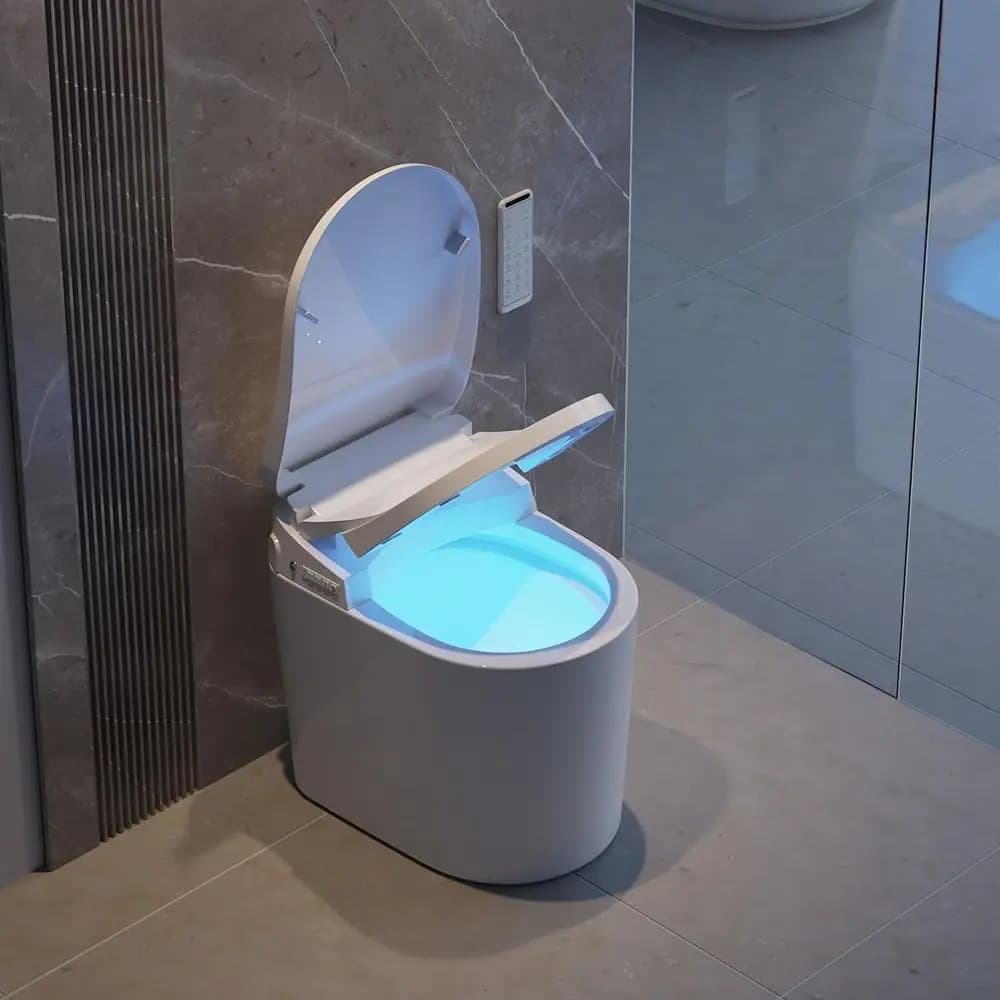 WC Intelligente, Bidet Monoblocco Allungato con Funzione Automatica, Sedile Riscaldato, Acqua Calda, Autopulizia, Sensore di Movimento