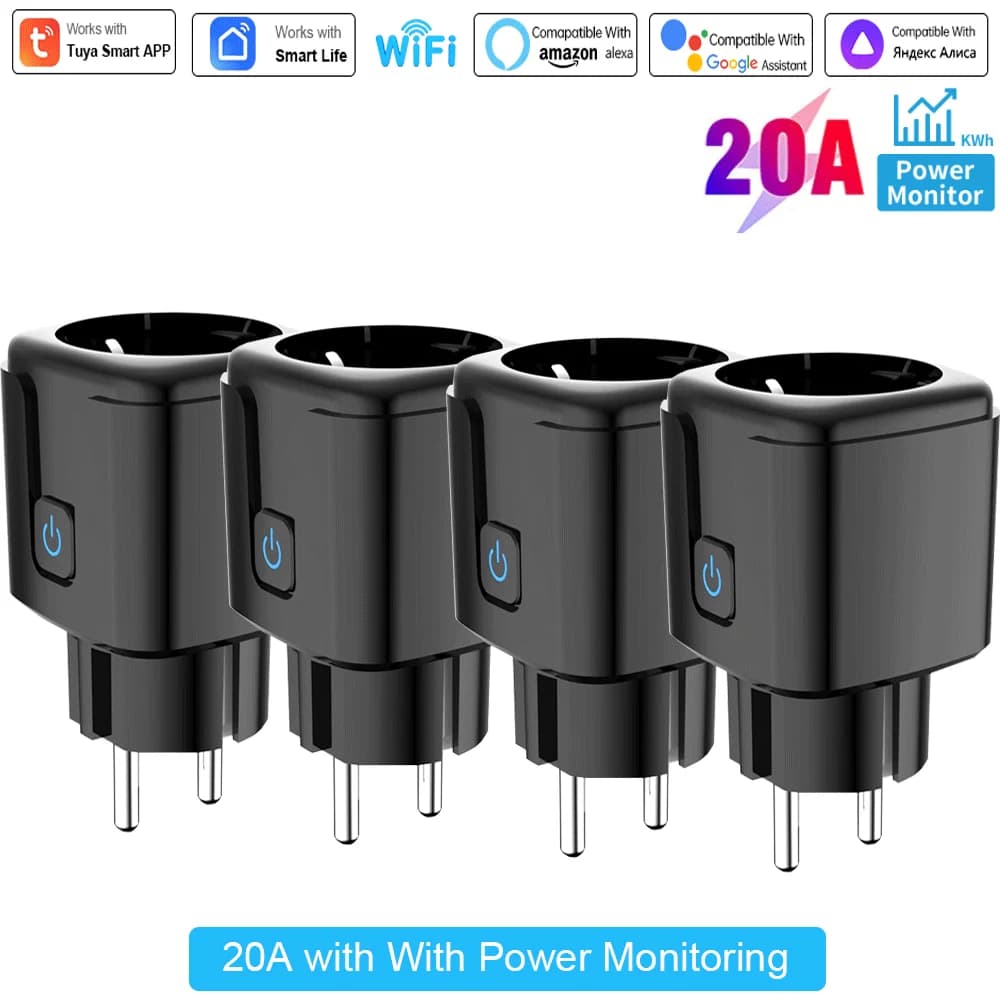 Tuya 16A,20A Smart Plug Presa WiFi Funzione di temporizzazione del monitoraggio dell'alimentazione UE Funziona con Alexa, Google Home, Smart Life Home, Alice