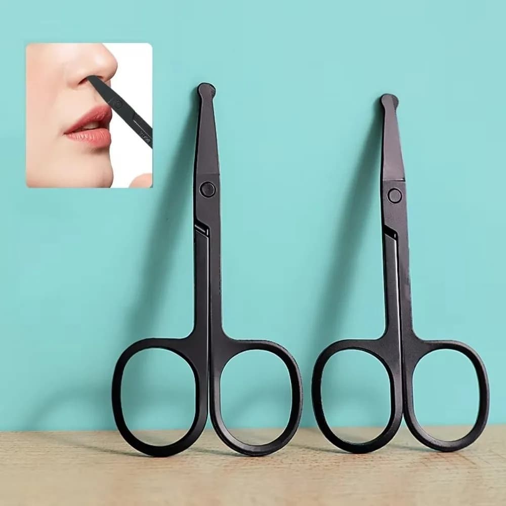Tagliacapelli per naso in acciaio inossidabile con testina rotonda, regolabarba, rimuovi peli naso e orecchie, strumento di bellezza per rifinire le sopracciglia, nero