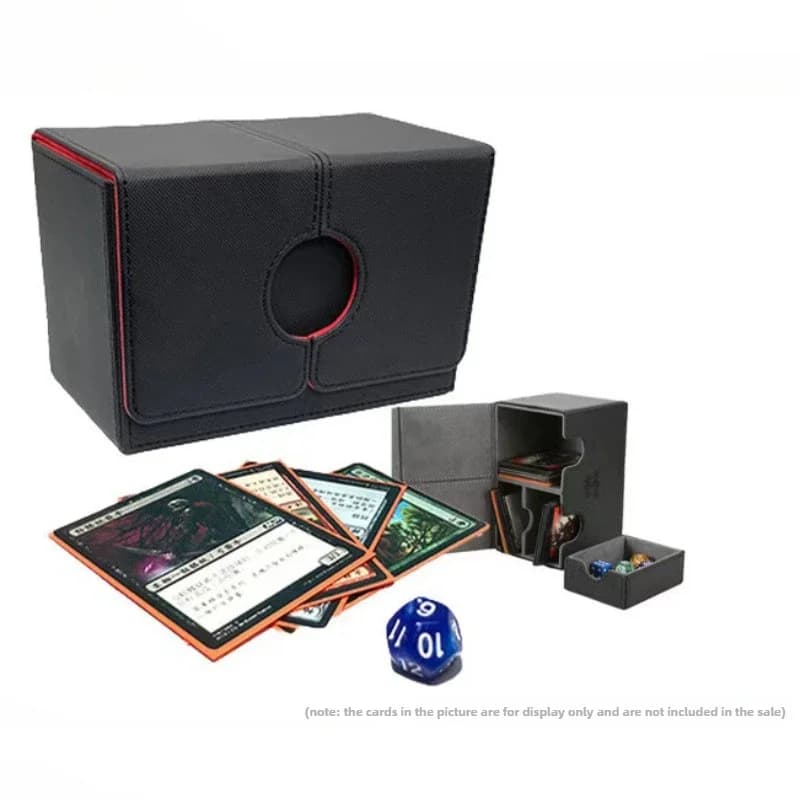 Scatola per mazzi di carte con vassoio per dadi per carte MTG 200+ scatola di immagazzinaggio di carte adatta per TCG CCG Custodia per carte da collezione con forte magnete in pelle PU