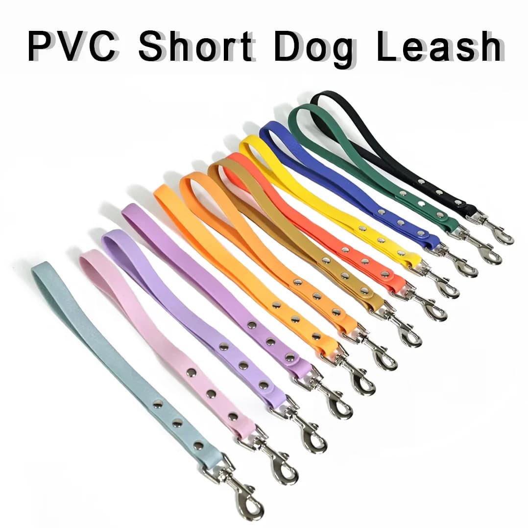 Waterproof PVC Short Dog Leash Traffic Lead - 30cm Heavy Duty Training Leash for Small Medium Dogs