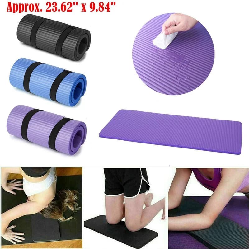 Non Slip Extra Thick 15mm Yoga Mat with Carrying Strap Exercise Pad 24" x 10"
