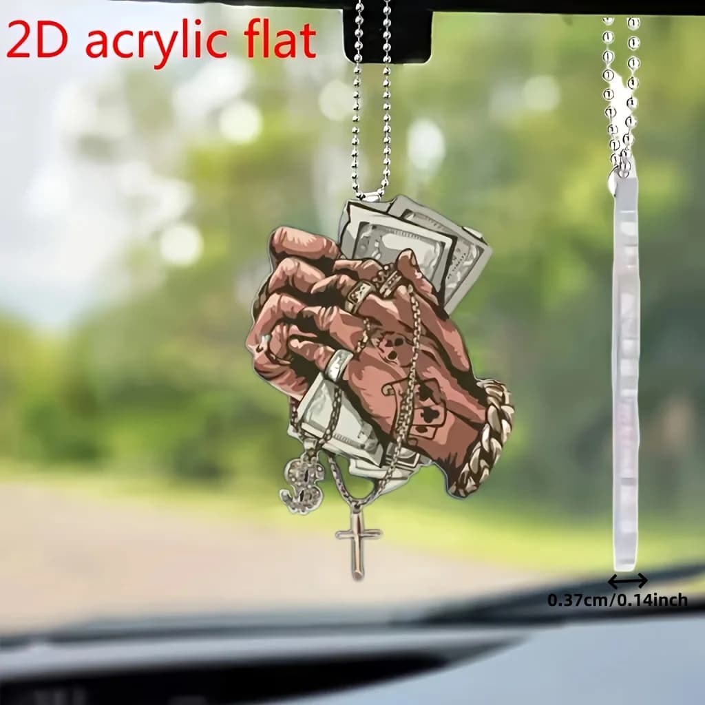 Wealth Hand Hanging Decoration Hanging Pendant Wind Chime Suncatcher Home Window Ornament Garden Decor Car Interior Decoration