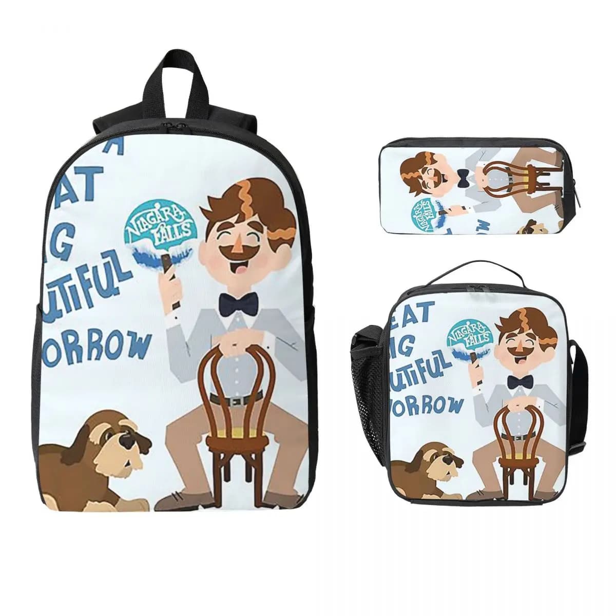 Man Has A Dream Backpack Student Boys Girls BookBag School Bag Computer Shoulder Bags 3ps Insulated Lunch Bag Pencil Case
