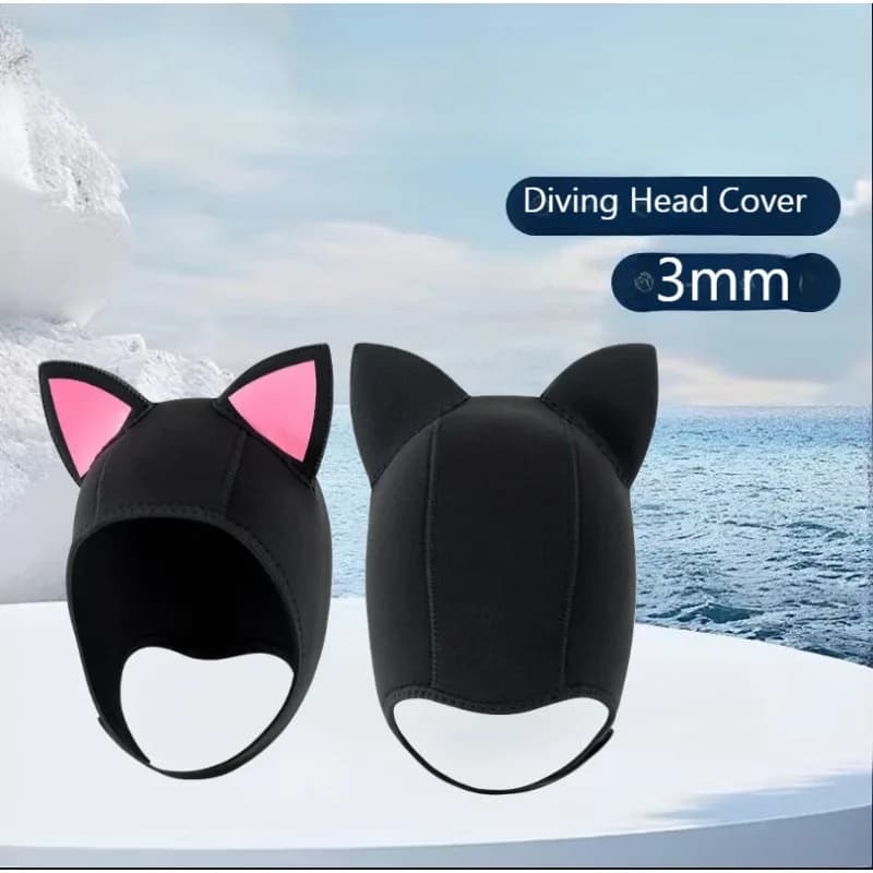 Copritesta per immersione in cartone animato da 3 mm Snorkeling Testa per orecchio caldo Surf Protezione solare Cuffia per nuoto Cappello da sub a prova di freddo