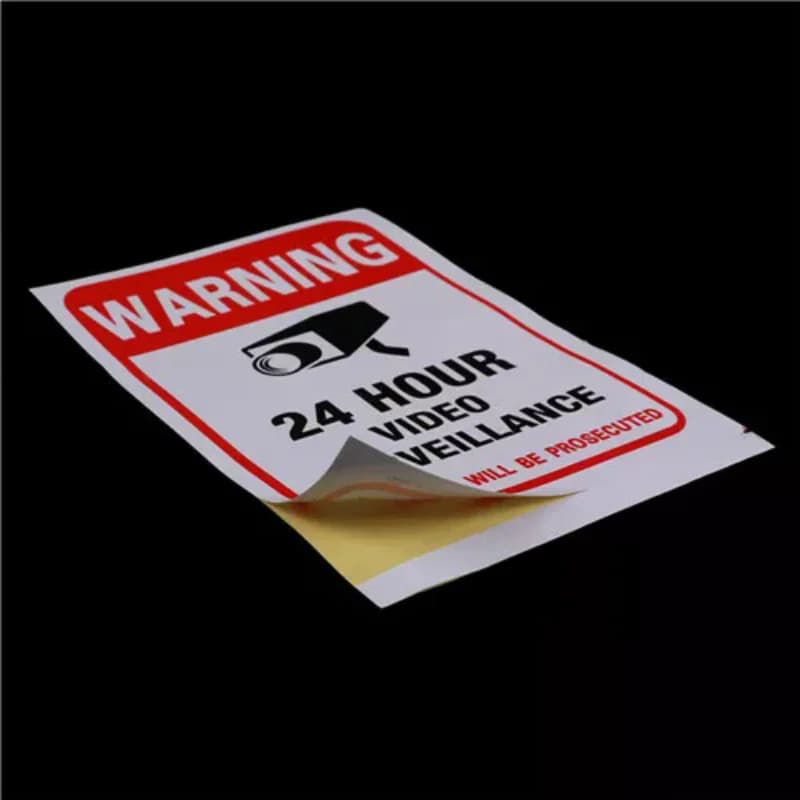 5 adesivi segnaletici di avvertimento per sistema di videosorveglianza CCTV 24H