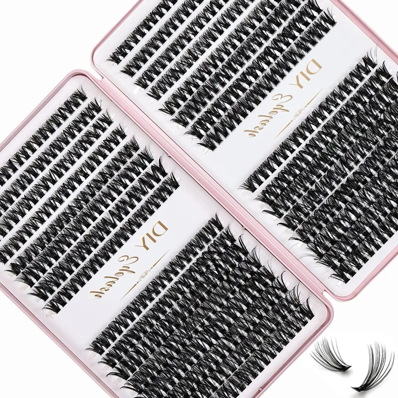 Ciglia Finte Voluminose Fai da Te, 40 Ciuffetti di Ciglia 10-14mm Curvatura D, Riutilizzabili, Extension Ciglia Personali, Miglioramenti Ciglia Durevoli