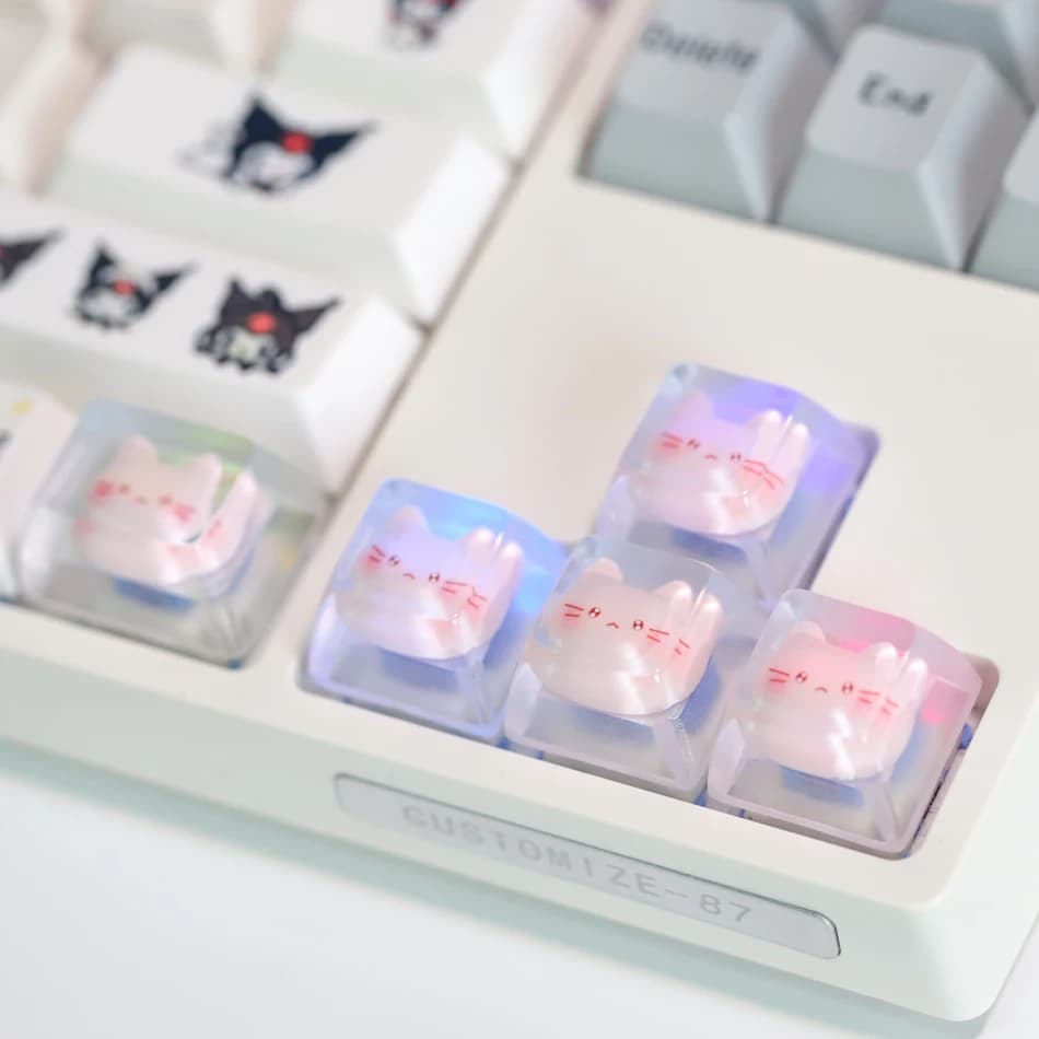Make yourself transparent cat keycap for mechanical keyboard Cherry Axis design custom direction keys cute 1U / 1.25U custom game caps