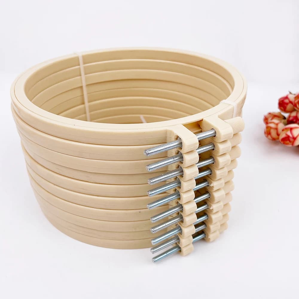 Round Plastic Embroidery Hoop Frame Set for DIY Sewing Tool Cross Stitch Punch Needle Craft Tool