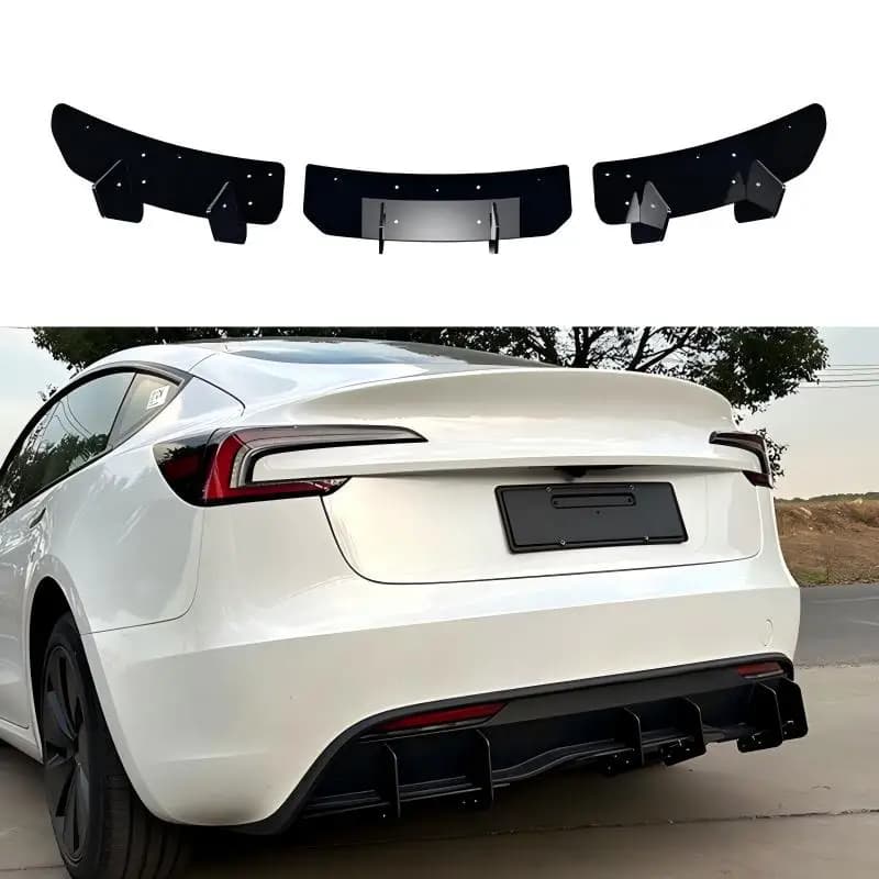 3PCS For Tesla Model 3 2023+ Rear Bumper Lip Spoiler Body Kit Diffuser Rear Protector Guard Car Accessories