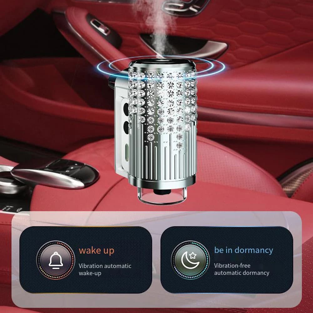 Diffusore d'aria elettrico per auto in lega di alluminio argentato, deodorante per aromaterapia per auto, clip per presa d'aria, accessori per interni.