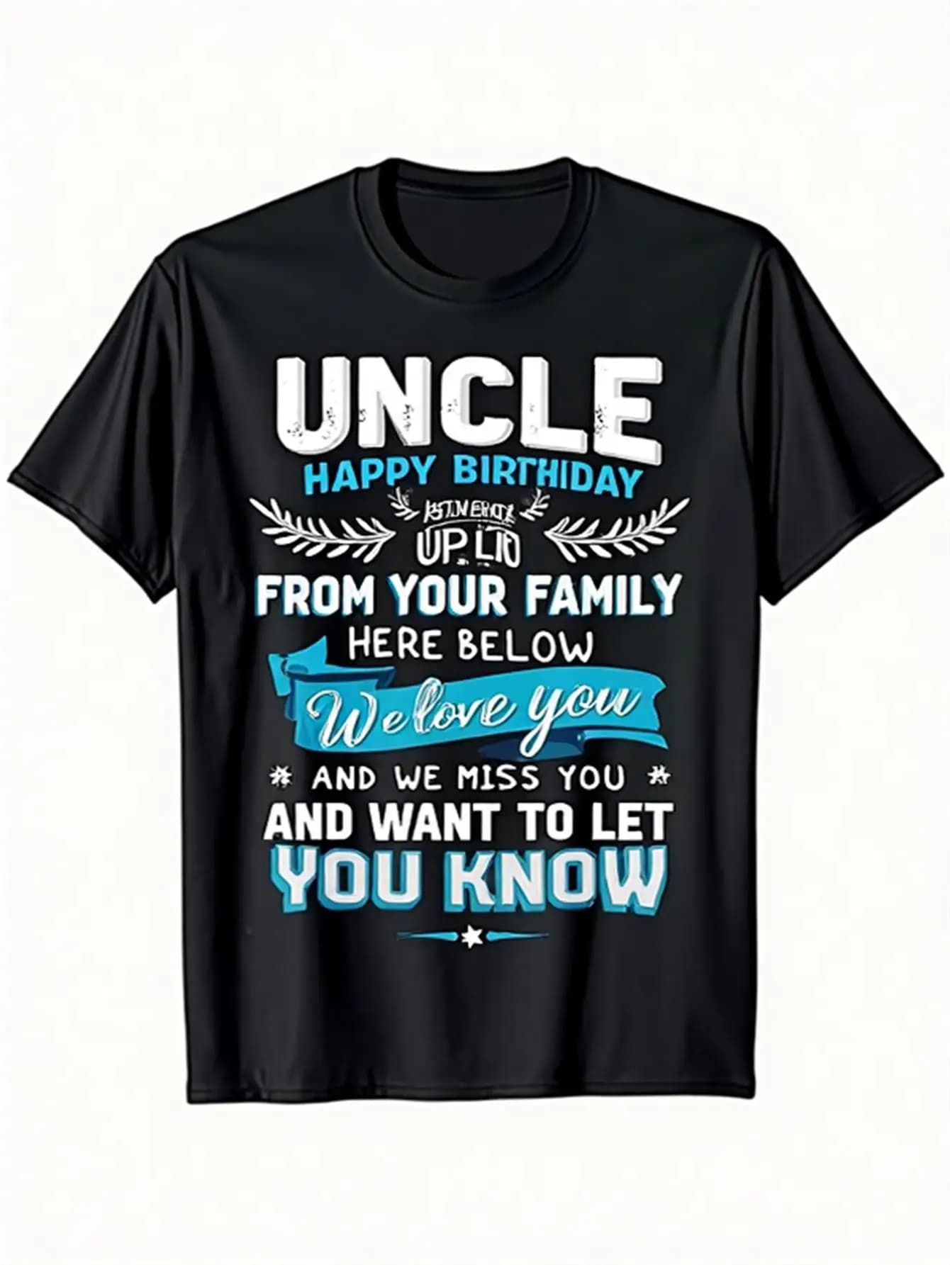 T-shirt da uomo per il compleanno dello zio, 100% puro cotone, stile confortevole, con nome e messaggio di famiglia, regalo umoristico e a forma di cuore, adatto per feste di compleanno o tutti i giorni, design casual a maniche corte con girocollo, ideale per riunioni e celebrazioni di famiglia