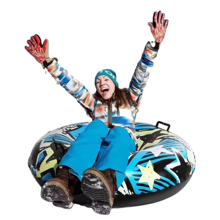 Inflatable ski ring for ski resorts, durable snow tube for adults and children, thickened floating slide