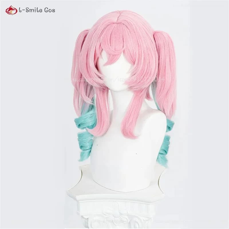 e;5'v\7,j/3;HSR Cosplay Wig AMPHOREUS Hyacine Pink Green Ponytail Clip Wigs Heat Resistant Synthetic Hair Ha8'j.9\k;5,h/
