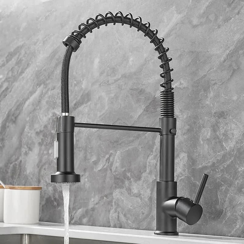 Kitchen Faucets Brass Pull Out Spout Sink Mixer Tap Tap Hot Cold Water Deck Mounted Stream Sprayer Head Brushed Stainless Steel