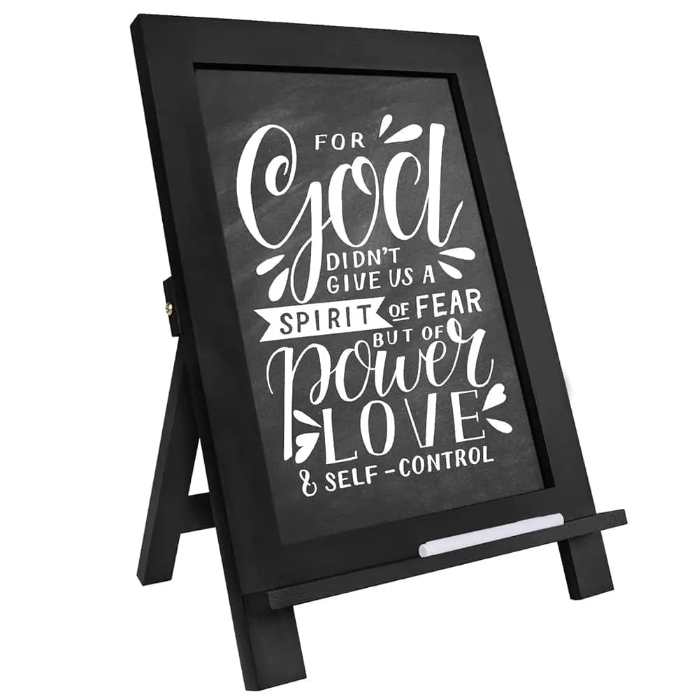 Lavagna in legno con supporto da tavolo nero, lavagna magnetica con cavalletto per casa, caffè, matrimoni, decorazione per la cucina