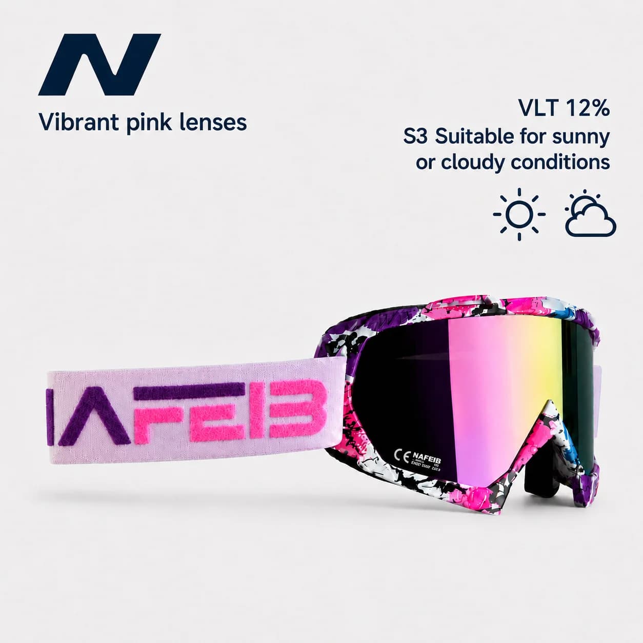 Ski Goggles, Suitable for Skiing and Snowboarding, Motorcycle Riding Goggles for All Seasons, Equipped with HD UV400 Anti-UV Len