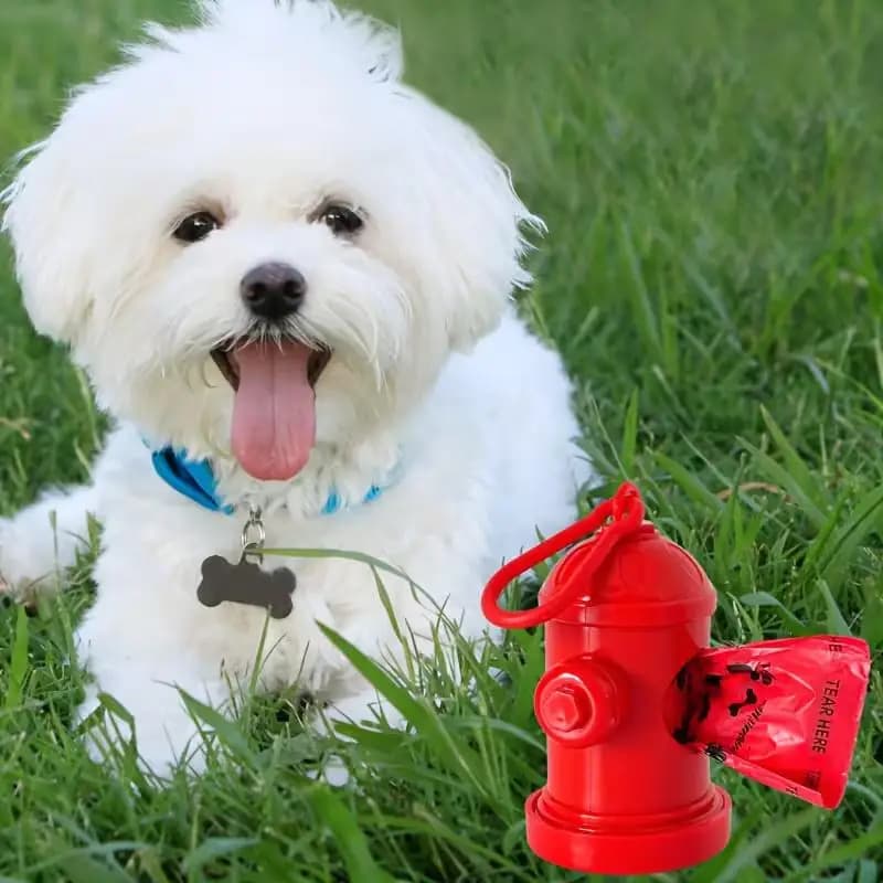 Dispenser Portatile per Sacchetti per Escrementi di Cane a Forma di Idrante Antincendio, Contenitore per Rifiuti per Passeggiate all'Aperto, Essenziale per la Pulizia dei Cani