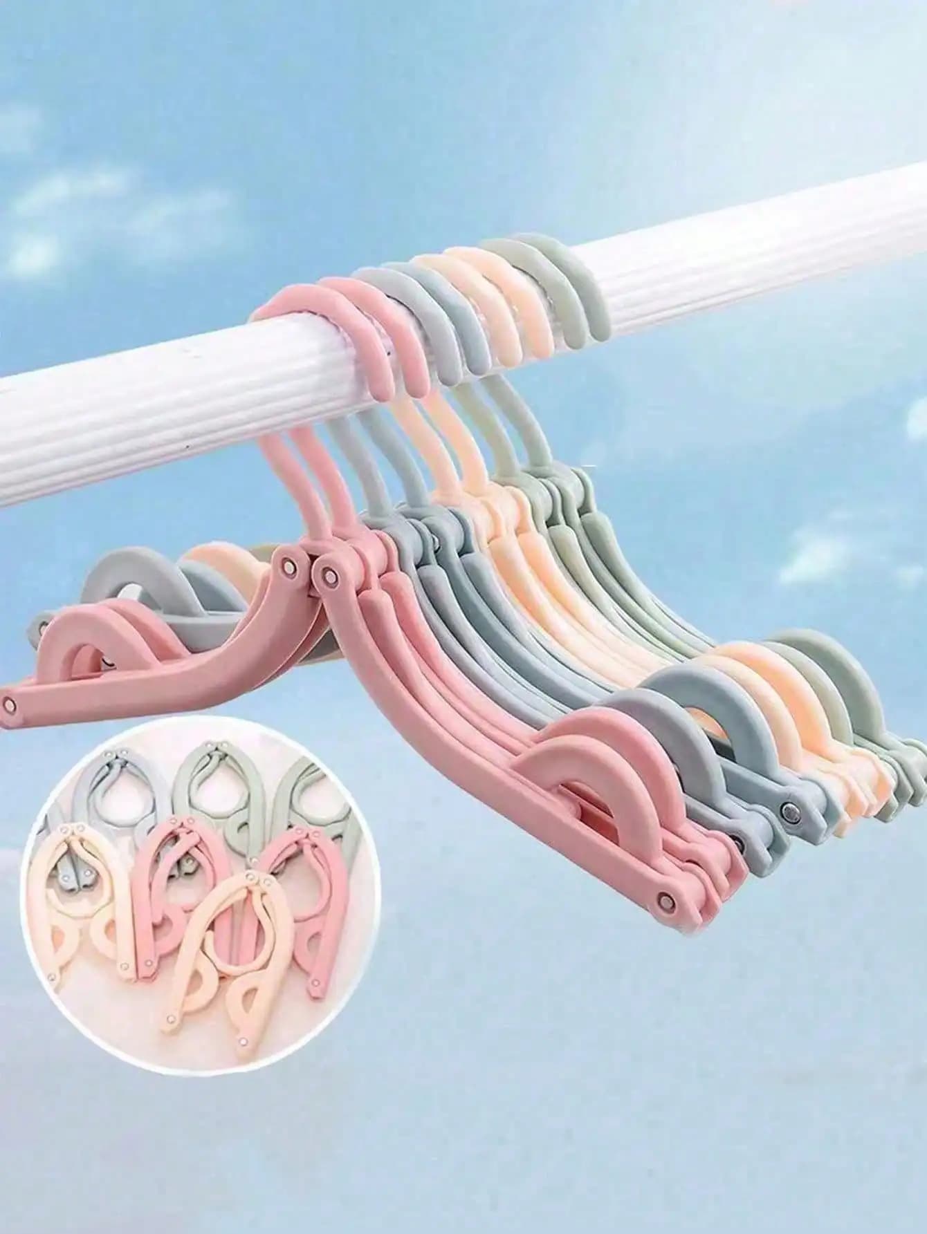 50pcs Pastel Multifunction Retractable Portable Folding Clothes Hanger Travel Essential Cruise Necessity Foldable Drying Rack Home Travel Organization Space Saving Compact Storage Solution Lightweight Convenient Durable Practical Hanger