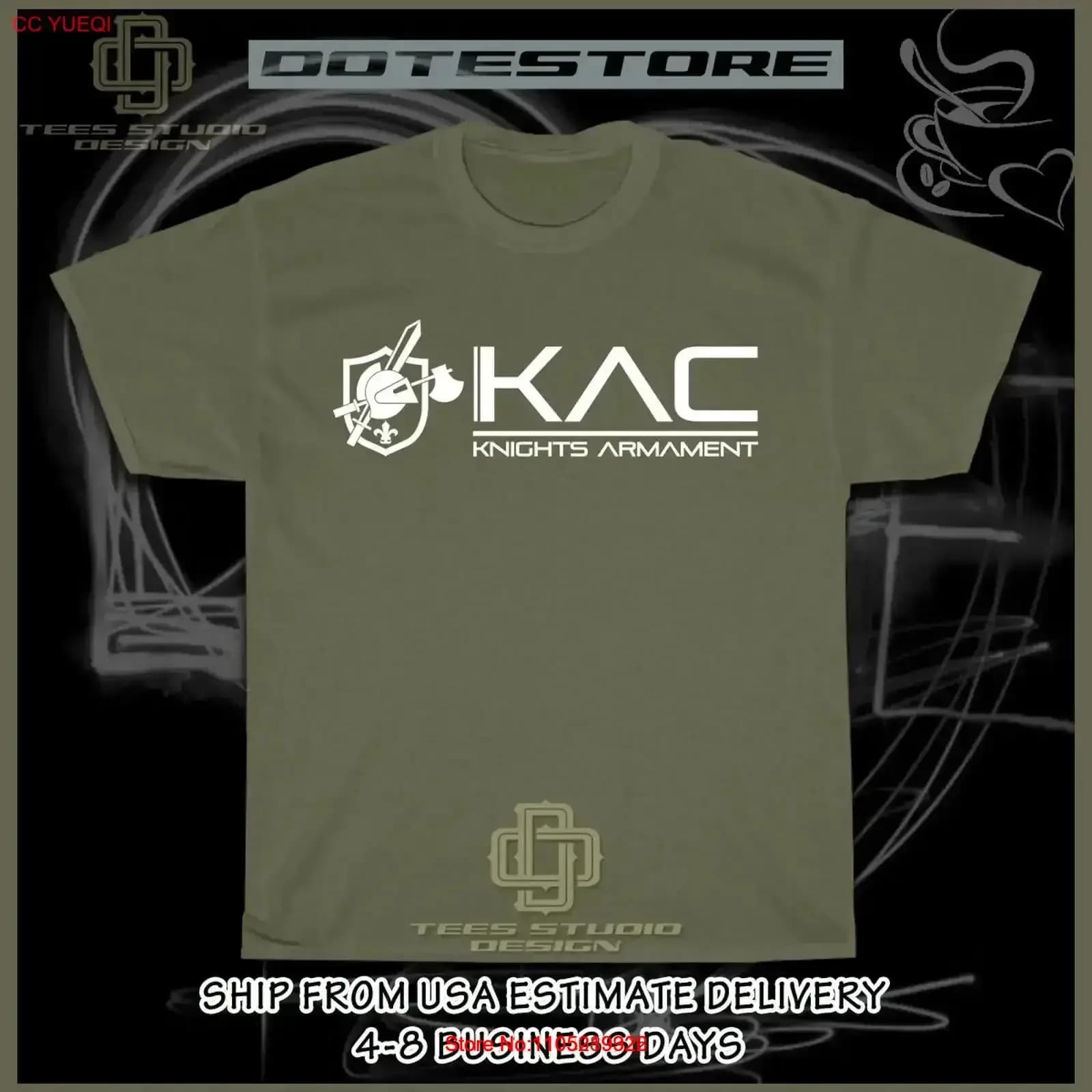 Nuova maglietta KAC Knight's Armament Logo American Dotees da uomo vintage lavata comoda ed elegante grafica versatile leggermente