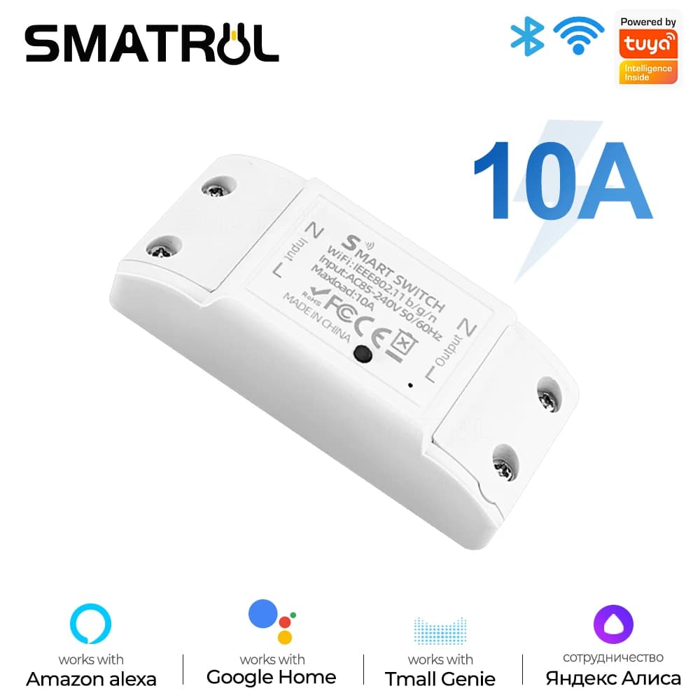 SMATRUL Tuya Light WiFi Switch Smart Life APP Voice Relay Controller modulo Timer Google Home Alexa Wall 110V 220V 10A