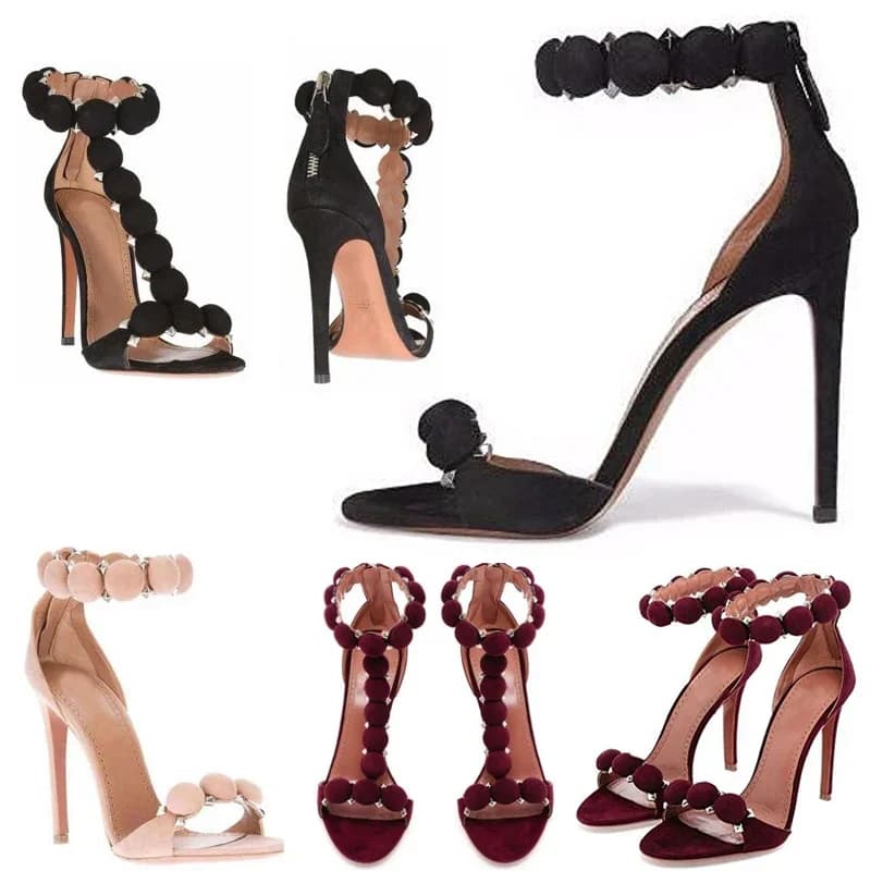 1948 misura i tuoi piedi lunghezza prima dell'ordino】donne Stiletto tacco alto cinturino alla caviglia sandalo rivetto abito da sposa scarpe da donna 9-I-SL-1