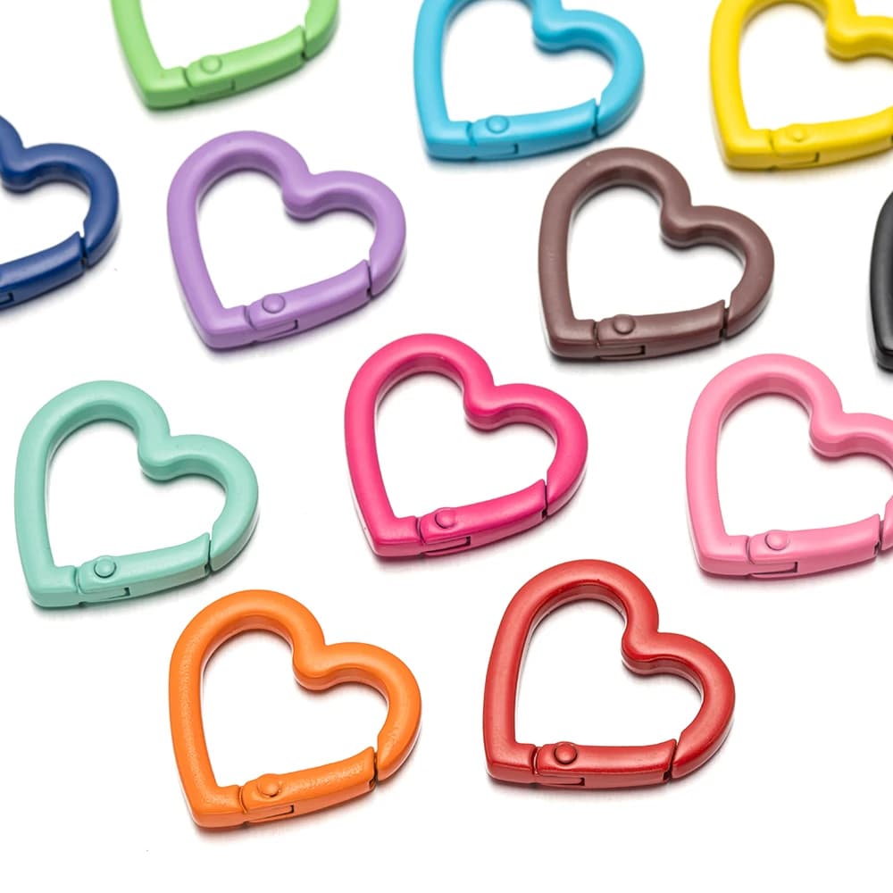5pc 21/25mm Cuore Portachiavi Snap Clip Trigger Fibbia a molla per gioielli fai da te Moschettone Portachiavi Gancio a catena Fare materiale accessorio
