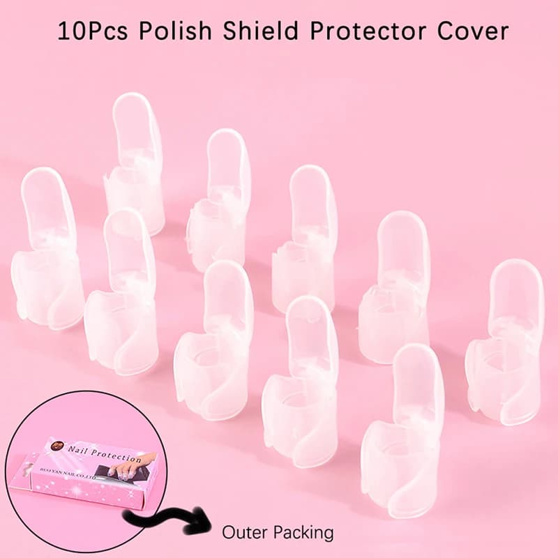 Set of 10 Pieces Transparent Protective Covers for Nails, Protective Covers for Nails, Nail Protection Clips, Nail Art Tools ♪