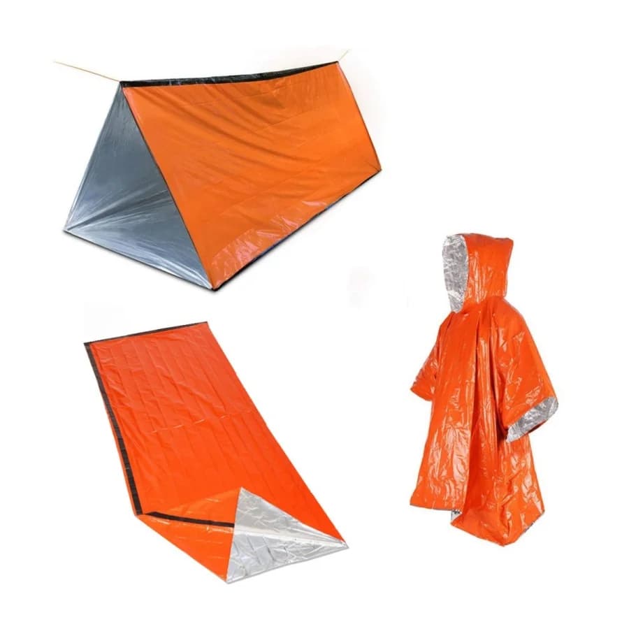 Set of 3 outdoor emergency pieces, including tent, waterproof, sleeping bag, emergency room for outdoors, travel, outdoor insulation
