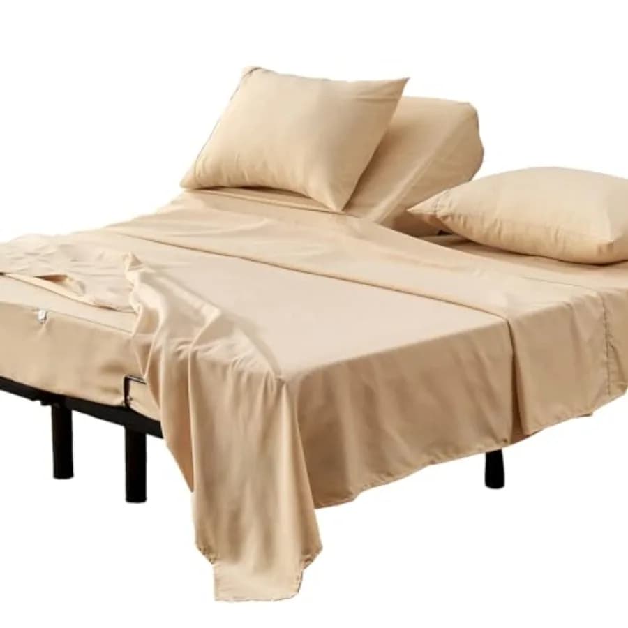 Set of Split Top King sheets for adjustable bed, soft brushed microfiber, 4 pieces, includes 1 flexible top sheet Split from Top Flex Head Fi