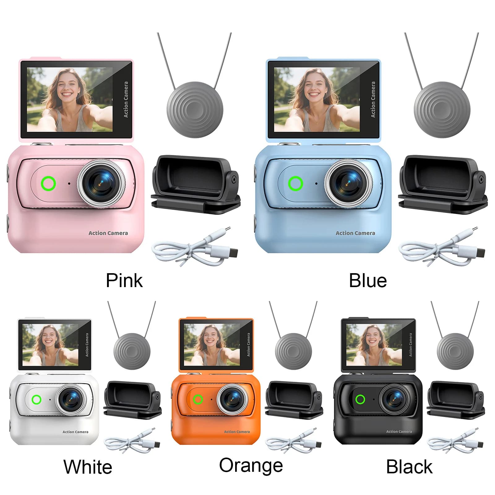 Compact Panoramic Action Camera Anti-Shake Portable Outdoor Travel Camera With Magnetic Neck Strap for Vlog Recording & Selfie