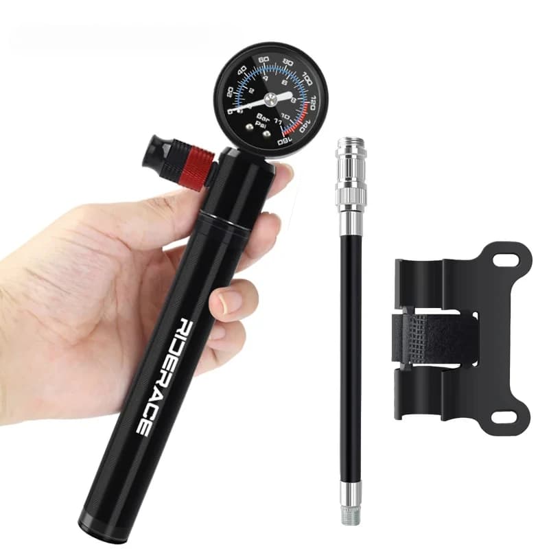 Pompa da bicicletta portatile 160PSI ad alta pressione con manometro MTB bici da strada mano pneumatico gonfiatore d'aria per valvola AV FV Presta Schrader