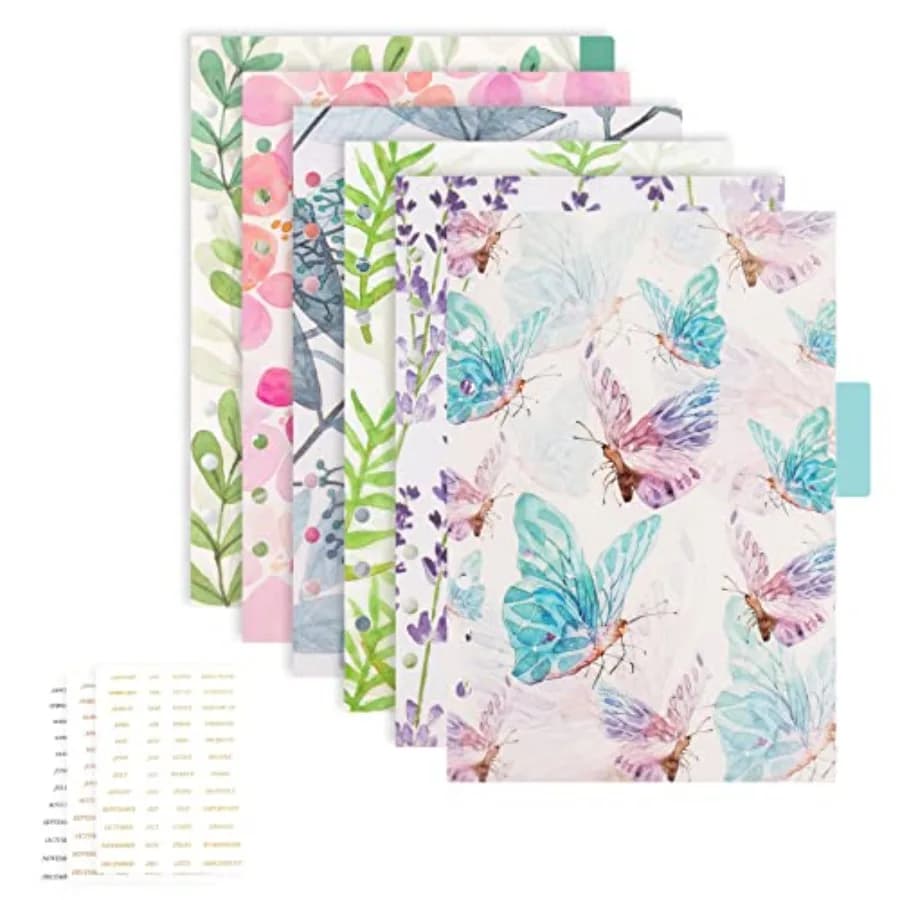 , 12 Pack Binder Index Dividers A5 Plastic Insertable Tab Divider with 3 Stickers for 6 Ring Planner Notebook Travel Diary