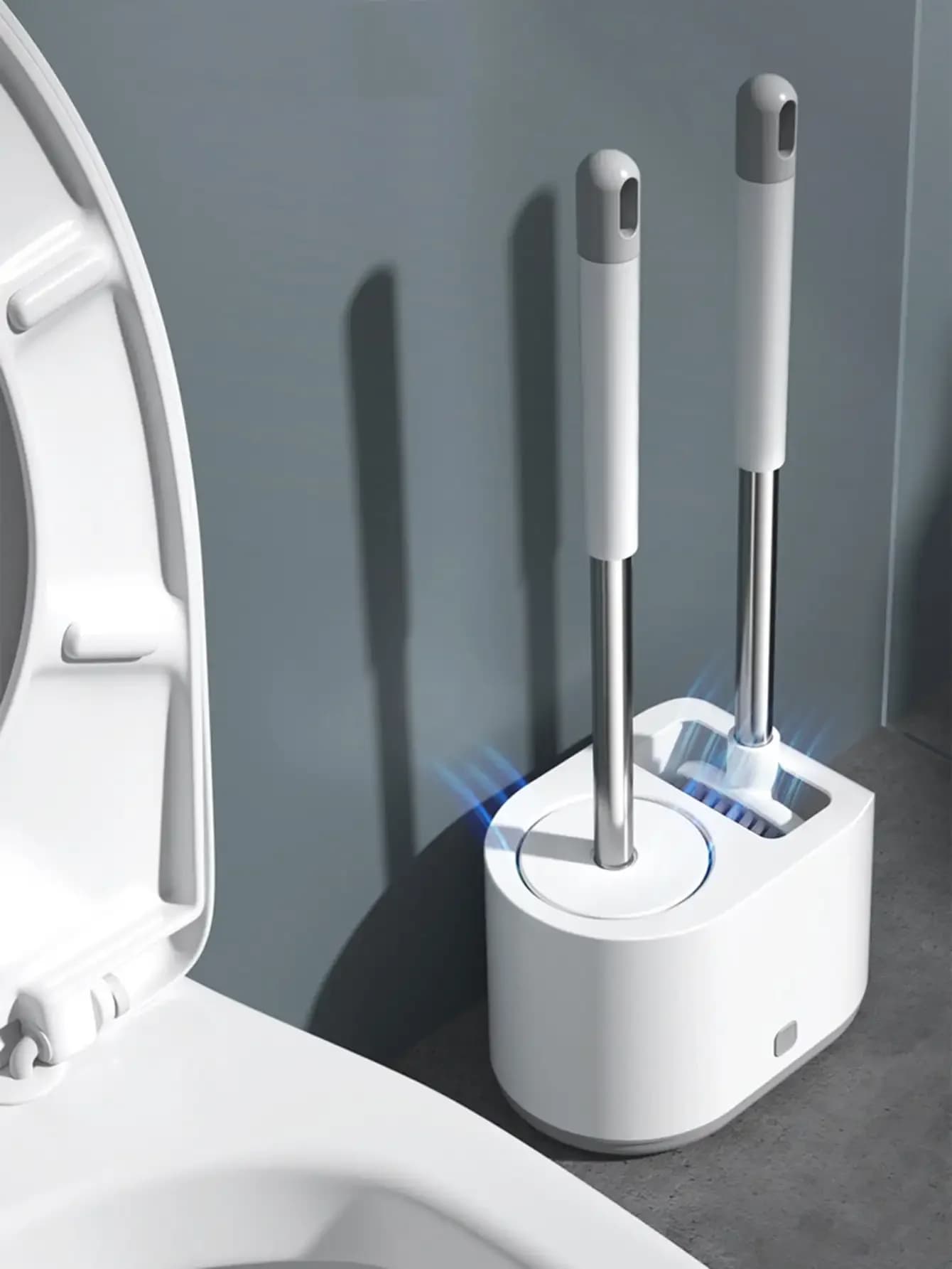 Scopino per wc in plastica 2 in 1 manico lungo scopino per la pulizia della toilette impermeabile a tenuta stagna TPR scopino per wc in Silicone accessori per il bagno