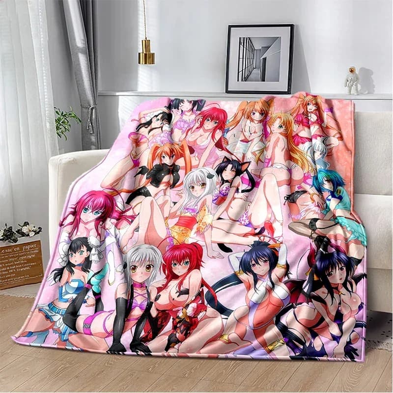 D Cartoon High School DxD Rias Akeno Asia Flannel Blanket Soft Plush Throw for Home Bedroom Bed Sofa Cover Gift
